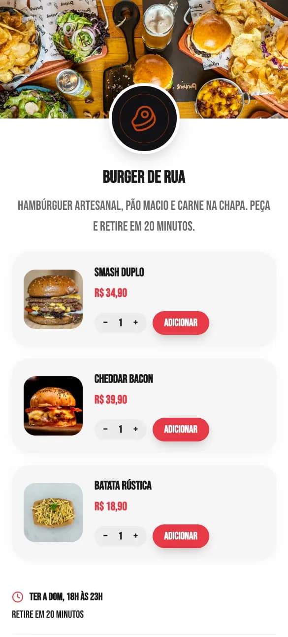 Loja Burger de Rua, exemplo de lanchonete feita no Zipp