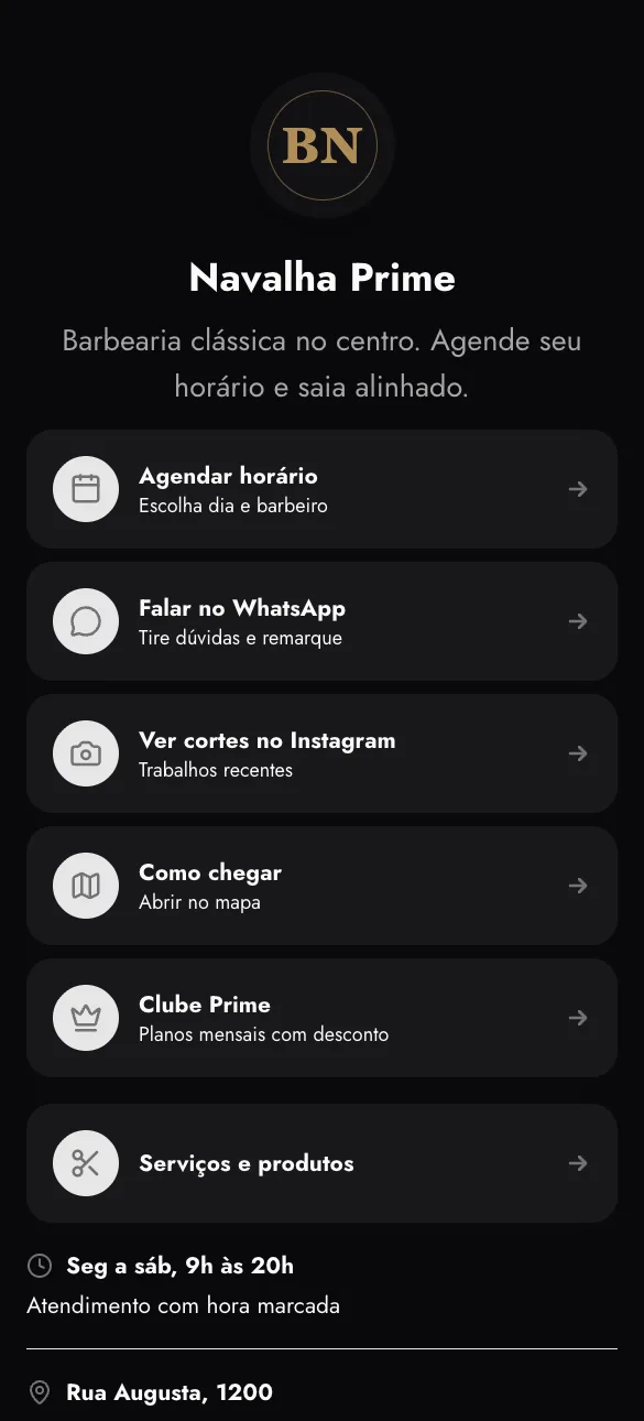 Loja Navalha Prime, exemplo de barbearia feita no Zipp